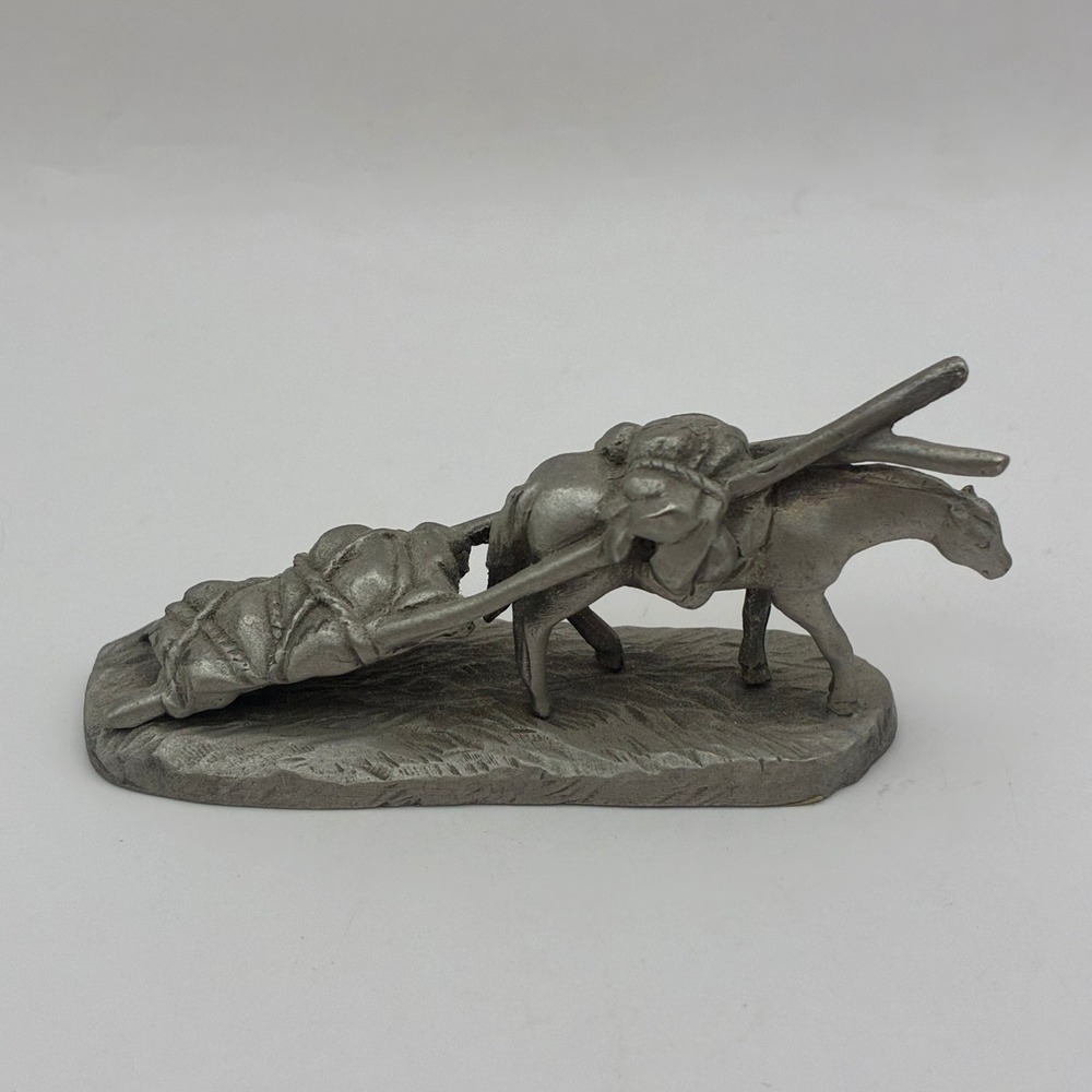 Rawcliffe 1986 Fine Pewter Horse Travois Figurine P Davis 767 USA Made Vintage